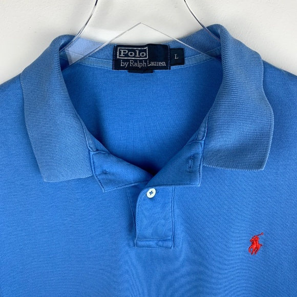 POLO RALPH LAUREN — Men's Blue Logo Polo Shirt L - Picture 2 of 8